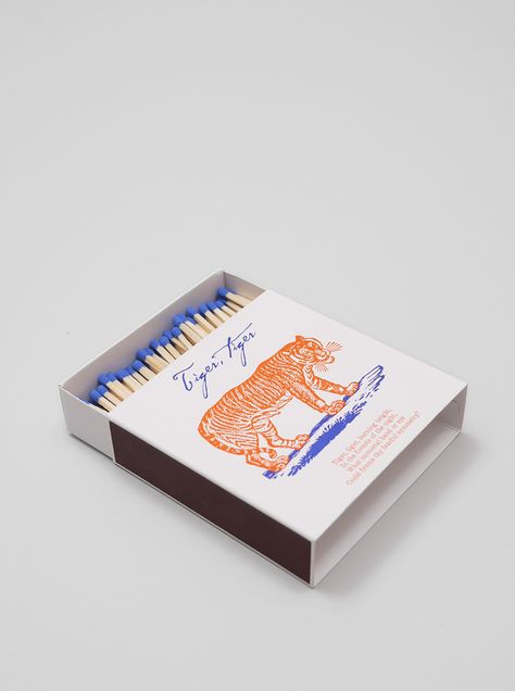 A Fine Match Box Co - Tiger Poem Tiger Poem, The Archivist, Box Of Matches, Match Box, Graphic Design Packaging, Graphic Design Studio, Packing Design, Pretty Packaging, Creative Packaging