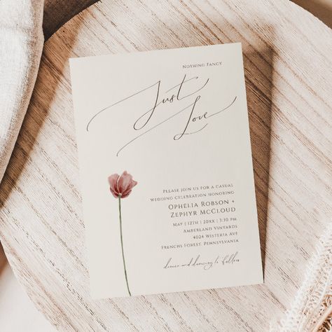 Casual Backyard Wedding, Nothing Fancy Just Love Wedding, Casual Wedding Invitations, Elegant Elopement, Nothing Fancy Just Love, Boho Wedding Invitation Template, Popular Wedding Invitations, Wedding Invitation Trends, Elopement Reception