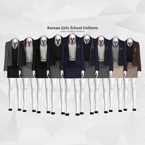 Korean Girls School Uniform | Gorilla Gorilla Gorilla on Patreon Sims 4 Korean Uniform, Sims4 Uniform Cc, The Sims 4 Group Poses, Sims 4 Vkei Cc Clothes, Sims 4 Uniform Cc School, Sims Uniform, Sims 4 Cc Sims Model, Sims4 Korean Cc, Sims 4 Rich Girl Cc