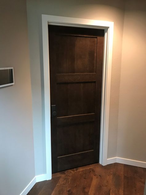 Dark Stain Interior Doors, White Trim With Dark Doors, Rustic Stained Interior Doors, Chocolate Brown Doors Interior, Dark Brown Doors Interior, Dark Stained 6 Panel Doors Interior, Dark Brown Interior Doors, Dark Stained 6 Panel Doors, Stained Interior Doors