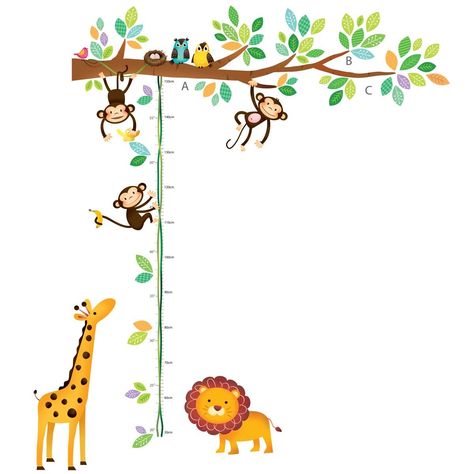 Baby Safari Nursery, Jungle Wall Decals, Diy Mural, Boy Girl Room, Childrens Wall Stickers, Wall Painting Decor, Height Chart, Removable Wall Stickers, Removable Wall Decals