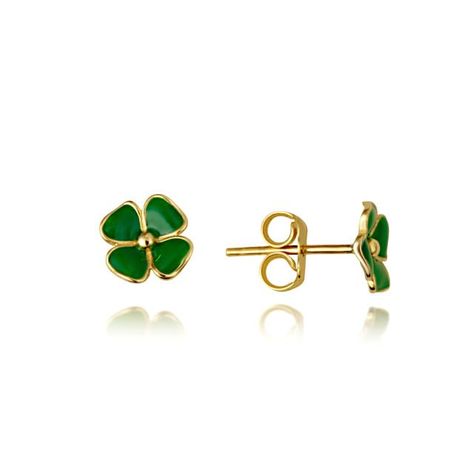 Lucky Four Leaf Clover, Shine Jewelry, Enamel Stud Earrings, Diamond Evil Eye, Mini Studs, Clover Earrings, Four Leaves, Heart Drop Earrings, Small Earrings Studs