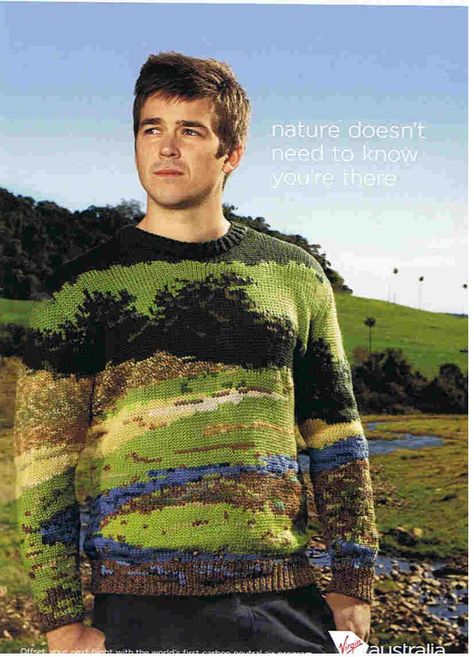 Landscape sweater as camouflage! The "virgin landscape sweater" by Purl Harbour. Landscape Sweater, Knitwear Details, Jumper Patterns, Mia 3, How To Purl Knit, Beautiful Knitting, Men's Knit, Knitwear Design, Black Sweater