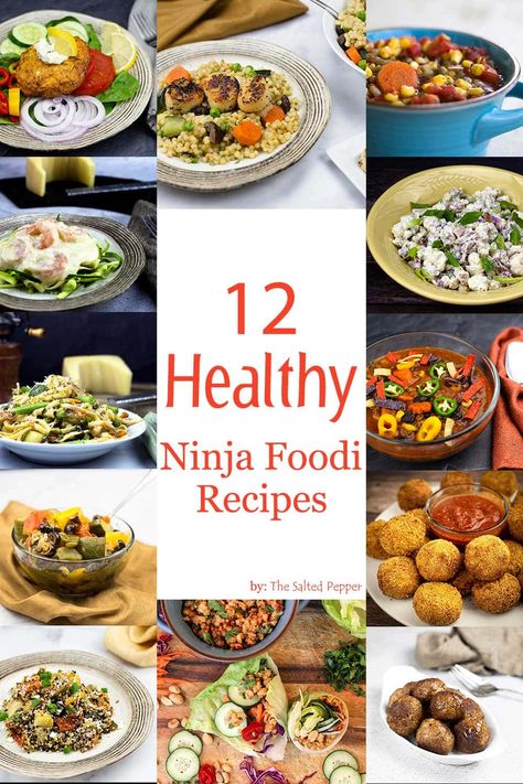 healthy-ninja-foodi-recipes-pin Ninja Foodi Grill Recipes Vegetarian, Ninja Air Foodi Recipes, Ninja Foodie Dehydrator Recipe, Ninja Meals Easy Recipes, Ninja Foodie Vegetarian Recipes, Ninja Foodie 8 In 1 Recipes, Ninja Vegetarian Recipes, Ninja Foodi Recipes Healthy Low Carb, Healthy Dinner Recipes Ninja Foodi