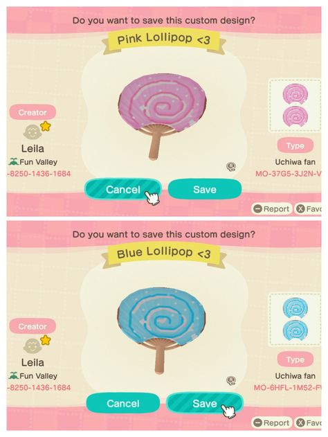 Blue Lollipop, Pink Island, Qr Codes Animal Crossing, Animal Crossing Game, Animal Crossing Qr, Kawaii Animals, Candy Shop, Animal Crossing, Custom Design