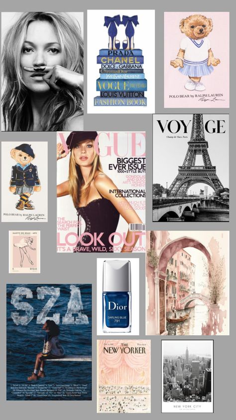 Photo Wall For Bedroom, Room Ideas Aesthetic Poster Wall Decor, Room Inspo Collage, It Girl Posters, Vogue Bedroom, Vogue Room, Vogue Aesthetic Poster, Room Collage Wall, Asthetic Wall Pictures