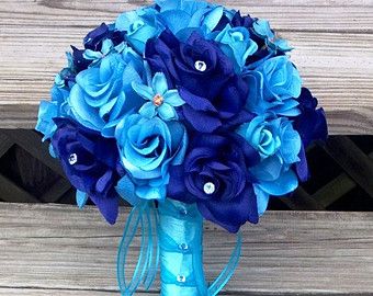 Royal Blue Bouquet, Turquoise Bouquet, Bridal Bouquet Blue, Silk Bridal Bouquet, Malibu Blue, Blue Wedding Bouquet, Rose Centerpieces, Royal Blue Wedding, Blue Wedding Flowers