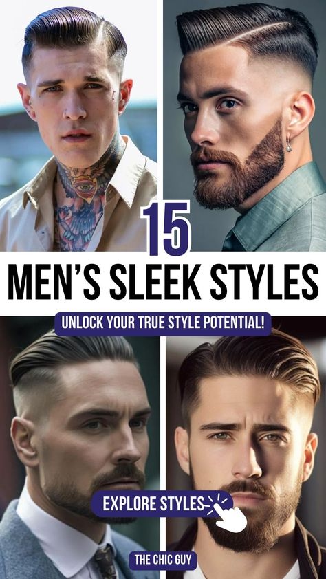 15 Stylish Slicked-Back Hairstyles Every Man Should Try Men’s Slick Back Haircut, Mens Slicked Back Hair, Slick Backs, Slick Back Haircut, Low Fade, Mens Hair Trends, Slick Back, Slicked Back Hair, Casual Night Out