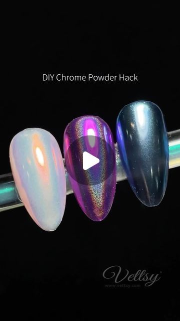 Vettsy on Instagram: "💡DIY Nail Chrome Powder Hack You Must-Try!💡Get yours to have fun! 🙌  ���🛒Products Used:  👉 Shop the same nail supplies via my bio or visit vettsy.com  Follow @vettsystore & @vettsynails for more nail inspiration 🧚‍♀️  👭Tag friends who would like this👭  #vettsynails #nailsathome #diynail #nailchrome #chromepowder #chromenails #aurorachrome #mirrornails #nailhacks #nailart #nailtutorial #nailinspo" Diy Chrome Nails, Ombre Chrome Nails Designs, Nail Chrome Powder, Vintage Nail Art, Chrome Nail Designs, Ombre Chrome Nails, Nail Chrome, Chrome Nails Designs, Mirror Nails