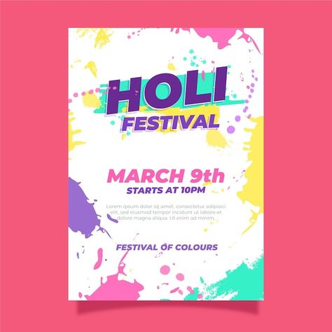 Free vector holi festival poster templat... | Free Vector #Freepik #freevector #happy-poster #colorful-poster #celebration-poster #festival-poster Holi Festival Poster, Holi Vector, Holi Poster, Poster Template Free, Festival Poster, Holi Festival, Flyer Poster, Color Festival, Festival Posters