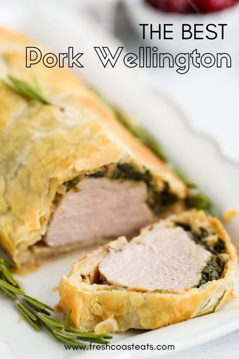 Wellington Recipes, Pork Tenderloin Puff Pastry Recipes, Pork Wellington Recipe Easy, Pork Tenderloin Wellington, Pork Tenderloin Wrapped In Puff Pastry, Wellington Recipe, Pork Loin Wrapped In Puff Pastry, Pork Wellington Recipe, Pork In Puff Pastry