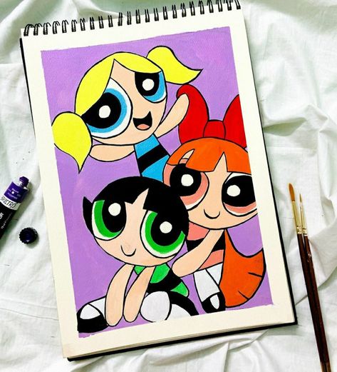 Poster To Draw, Painting Ideas Cartoon Characters, Cute Marker Drawings, Cartoon Character Paintings, Cartoons Painting, Cartoon Canvas Painting, Drawing With Color, Draw Cartoons, Cartoon Network Characters