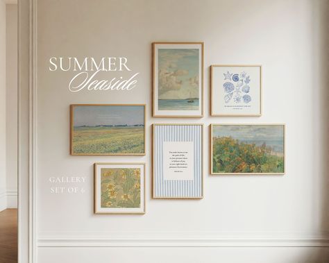 Brighten up the walls of your home for summer! This warm and cheerful gallery set is reminiscent of a summer spent by the seaside. Perfect for anywhere in your home or as a gift :) BROWSE MORE WALL ART: https://homewithcambria.etsy.com WHAT'S INCLUDED? Ready-to-print high-resolution (300 DPI) JPG files with the following 6 different sizes for printing: 1:1 Ratio File Printing Sizes: 5"x5" | 8"x8" | 10"x10" | 12"x12" | 20"x20" 2:3 Ratio File Printing Sizes: 4"x6" | 6"x9" | 12"x18" | 20"x30" | 24" Bible Verse Bathroom Decor, Collage Wall Behind Couch, Primary Room Decor, Coastal Grandma Wall Art, Nantucket Wall Art, Above Desk Wall Decor, 3 Prints Wall Art, Wall Decor Bible Verse, Vintage Coastal