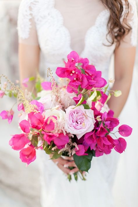 Fuchsia Wedding Flowers, Bright Wedding Bouquet, Bougainvillea Wedding, Fuchsia Wedding, Hot Pink Weddings, Mediterranean Wedding, Summer Wedding Bouquets, Pink Wedding Theme, Wedding Bouquets Pink