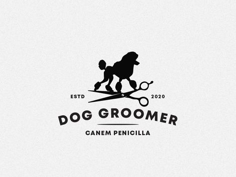 Dog Grooming logo design by Mersad Comaga Poodle Logo Design, Dog Grooming Logo Design, Pet Groomer Logo, Dog Salon Logo, Grooming Logo Ideas, Dog Groomer Logo, Dog Grooming Logo Ideas, Grooming Salon Logo, Grooming Logo Design