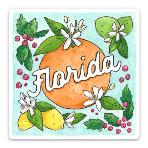 Orlando Film, Yaupon Holly, Summer Widgets, State Stickers, Island Tattoo, Tea Print, Florida Food, Florida Oranges, Florida Design