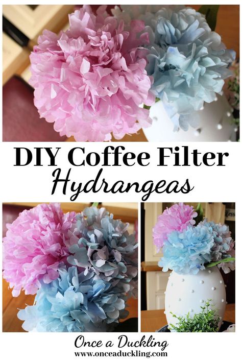 Coffee Filter Hydrangeas Tutorials, Coffee Filter Hydrangeas, Coffee Filter Uses, Coffee Filter Flowers Diy, Can Flowers, Flower Making Crafts, Coffee Filter Roses, Crafting Flowers, Paper Flowers Diy Easy