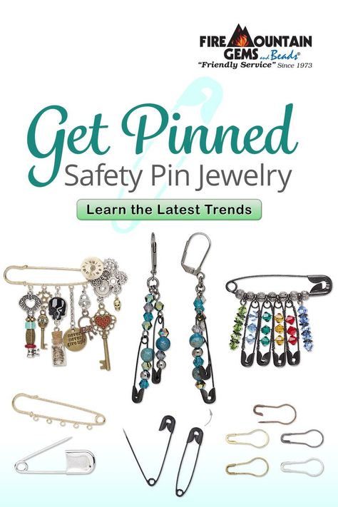 Get pinned with safety pin jewelry! Discover the origin of safety pin fashion and the newest ways to incorporate them into jewelry. #FMGKnows #JewelryTrends #DIYJewelry Safety Pin Brooch Diy, Diy Safety Pin Jewelry, Safety Pin Jewelry Diy, Safety Pin Fashion, Safety Pin Projects, Diy Safety Pin, Safety Pins Fashion, Safety Pin Jewelry Patterns, Diy Safety