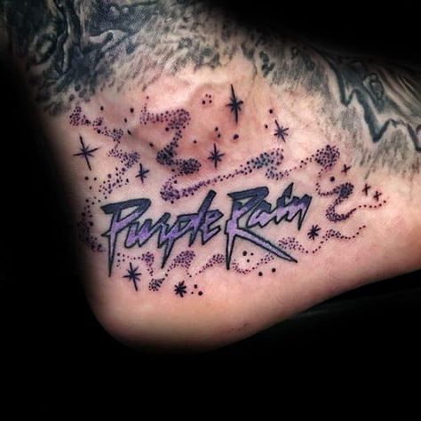 50 Prince Tattoo Designs For Men - Musician Ink Ideas Purple Rain Tattoo, Prince Tattoo Purple, Avril Lavigne Tattoo, Prince Tattoo, Rain Tattoo, Hero Tattoo, Prince Tattoos, Wicked Tattoos, Prince Art