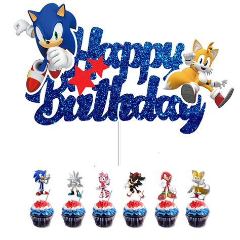 PRICES MAY VARY. PACKAGING: You will get 7 pieces of Sonic the Hedgehog themed insert card decorations, very much in line with the theme of Sonic the Hedgehog birthday party supplies. SIZE: the cute Sonic the Hedgehog insert cards are about 5 centimeters high. FOOD SAFE MATERIALS: Made of eco-friendly cardstock and food grade materials, we use harmless, eco-friendly and non-toxic materials to make them. SONIC THE HEDGEHOG INSERT CARD DECORATION: This Sonic the Hedgehog insert card can be used as Sonic Birthday Cake Ideas, Sonic Birthday Cake Boys, Sonic Happy Birthday, Sonic Happy, Sonic Birthday Cake, Sonic Cake, Sonic Birthday Parties, Hedgehog Birthday, Sonic Birthday