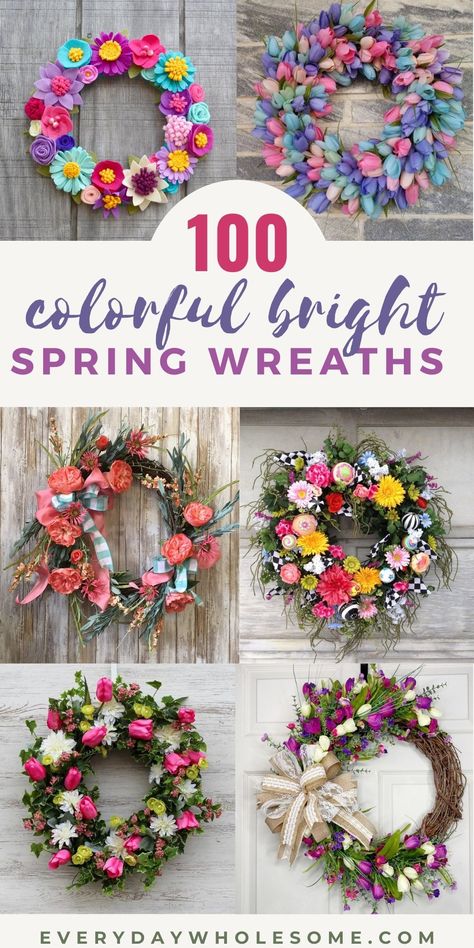 Spring Wreaths For Front Door Diy, Dollar Store Ideas, Tulip Spring Wreath, Paper Tulips, Summer Burlap Wreath, Muted Pastels, Spring Flower Wreath, Paper Flower Wreaths, Silk Wreaths