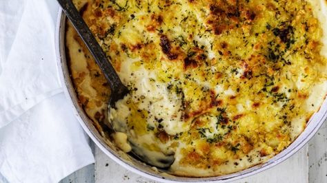 Karen Martini's mac and cheese-style gnocchi Luxury Fish Pie, Boxing Day Food, Pasta Bakes, Delia Smith, Baked Gnocchi, Homemade Gnocchi, Fish Pie, Ceramic Baking Dish, Gnocchi Recipes