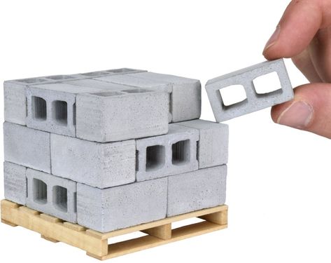 Men Desk, Cool Desk Accessories, Diorama Supplies, Cinder Blocks, Cement Blocks, Cool Desktop, Cinder Block, Construction Toy, Unique Gifts For Men