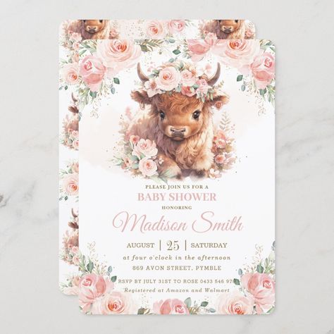 Fluffy Highland Cow, Farm Baby Shower Theme, Cow Baby Shower Theme, Cow Baby Shower Invitations, Baby 2024, Cow Baby Shower, Cowgirl Baby Showers, Girl Shower Themes, Cow Baby Showers