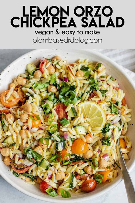 Lemon Dill Chickpea Salad, Orzo Chickpea Pasta Salad, Easy Dinner Recipes For Vegetarians, Dairy Free Orzo Salad, Vegetarian Bean Salad Recipes, Pasta Salad Recipes Vinaigrette, Lemon Orzo Chicken Salad, Lemon Orzo Chickpea Salad, Asian Orzo Salad