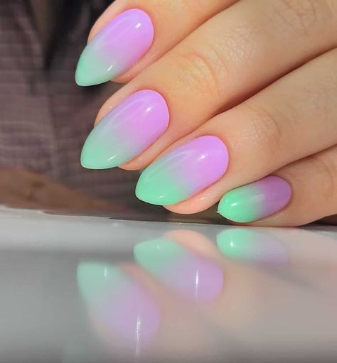 Ombre Nail Polish, Ombre Gel Nails, Baby Boomers Nails, Purple Ombre Nails, Mint Green Nails, Pink Ombre Nails, Ombre Nail, Ombre Nail Designs, Nail Art Ombre