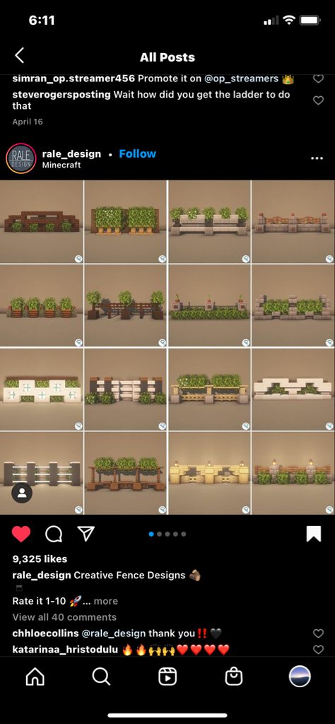 Minecraft Garden Fence Ideas, Mincraft Idea Fence, Minecraft Bush Fence, Fences In Minecraft, Minecraft Garden Wall Designs, Fence In Minecraft, Japanese Fence Minecraft, Minecraft Village Fence Ideas, Minecraft Natural Wall