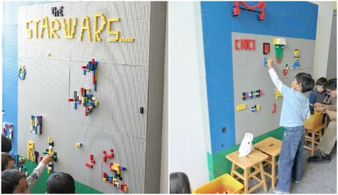 Interactive Walls for Kid Spaces Jack Oconnell, Deco Lego, Play Stations, Lego Bedroom, Moderne Pools, Lego Wall, Star Wars Room, Classroom Makeover, Gifts For Guys