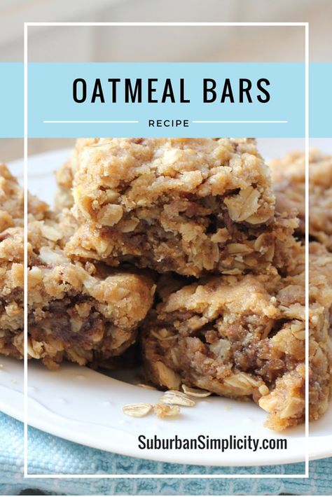 Easy-Oatmeal-Bar-Recipe. Heaven every time! Breakfast Bar Recipe, Chewy Oatmeal Bars, Easy Oatmeal Bars, Oatmeal Breakfast Bars Healthy, Oatmeal Bar, Oatmeal Bars Recipes, Healthy Oatmeal Breakfast, Oatmeal Breakfast Bars, Food For Kids