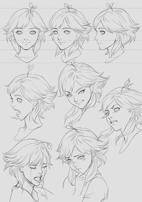 Semirealistic Sketch, Face Turnaround, Stanley Artgerm, Girl Face Drawing, Drawing Face Expressions, 얼굴 드로잉, Face Drawing Reference, Face Sketch, Drawing Expressions