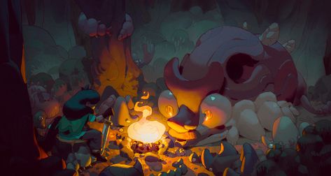 Campfire Drawing, Fire Art, Animation Background, Visual Development, Fantasy Illustration, Dark Fantasy Art, Children Illustration, Anime Style, Campfire