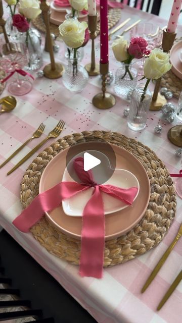 Elise Hunter | DIY & HOME on Instagram: "Comment LINKS and I’ll DM you everything I used to make this Girly Galentines Table 🩷🎀💕 I think I would live in an all pink world 🤣 putting this table together brought me so much joy! I’m feeling in the lovey dovey Valentines spirit now! Hopefully that will fuel me as I make Valentine’s Day boxes for the girls for school next 😅 #valentinestablescape" Valentines Table Decor, Valentine Tablescape, Valentine Table Decorations, All Pink, Party Table Decorations, Lovey Dovey, Valentines Day Party, Party Table, Tablescapes