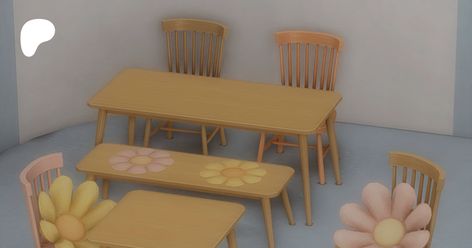 Harmony dining set | Miiko Sims 4 Cc Dining Table, Restaurant Booth, Long Dining Table, Dining Table With Bench, Square Dining Tables, Dining Room Bench, Sims 4 Cc, Bench Table, Chair Cushions