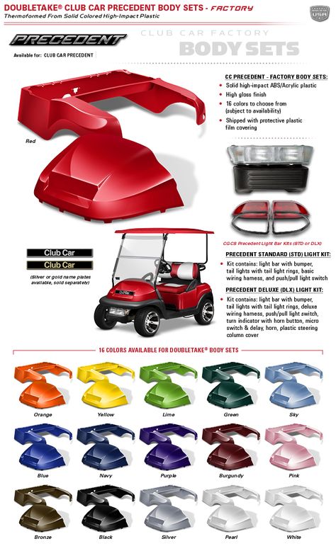 DoubleTake Golf Car - Club Car Precedent - FACTORY Body Sets - ***NEW*** Golf Card Game, Dubai Golf, Car Golf, Club Car Golf Cart, Yamaha Golf Carts, Custom Golf Carts, Cart Ideas, Golf Cart Batteries, Iowa Hawkeye