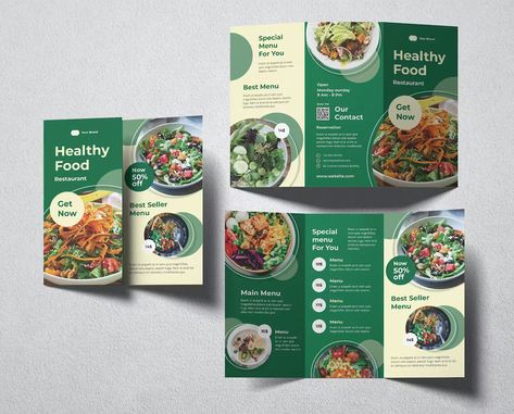 Food Brochure Design Ideas, Brochure Design Food, Brochure Design Layout Templates, Food Brochure Design, Food Brochure, Restaurant Brochures, Healthy Restaurant Food, Brochure Food, Healthy Food Menu