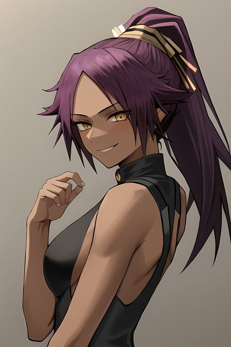 Yoruichi Shihouin Fanart, Bleach Yoruichi Fanart, Yoruichi Fanart, Yoruichi Bleach, Yoruichi Shihouin, Plum Hair, Witch Characters, Bleach Anime Art, Bleach Art