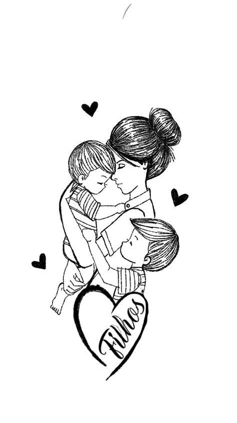 Mum And Sons Tattoo, Boy Mom Tattoo, Mother And Child Drawing, To The Moon And Back Tattoo, Tattoos For Baby Boy, Coffee Designs Art, Pop Culture Tattoos, Mother Tattoos For Children, Son Photo Ideas