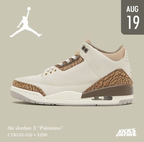 Jordans 3 Brown, Palomino 3s Outfit, 3s Jordans, Jordan 3 Palomino, Jordan 3s, Shoe Wishlist, Hype Shoes, Shoe Inspo, Air Jordan 3