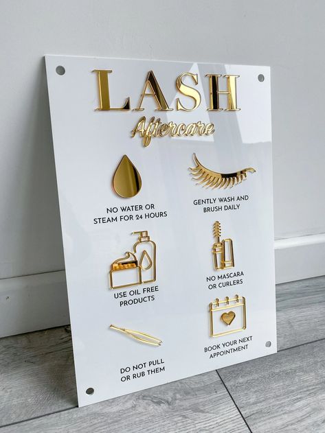 Nail Aftercare, Facial Aftercare, Spa Sign, Beauty Sign, Lash Aftercare, Lash Room Ideas, Eyelash Studio, Tech Room, Lash Room Decor