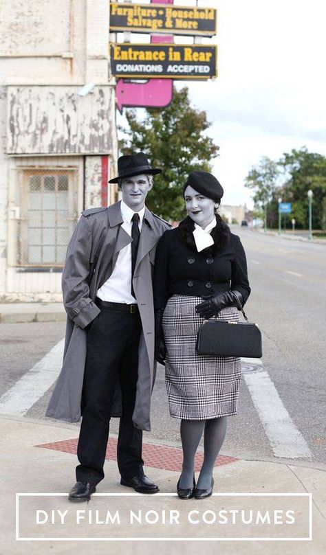 Déguisement en personnage de film noir et blanc Grayscale Costume, Halloween Film, Hallowen Costume, Halloween Inspiration, Costume Makeup, Couple Halloween, Couple Halloween Costumes, Couples Costumes, Diy Costumes