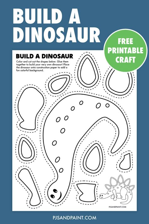 free printable build a dinosaur Free Dinosaur Printables Preschool, Free Dinosaur Template, Free Printable Dinosaur Templates, T Rex Template Free Printable, Build A Dinosaur Printable, Free Bridal Shower Printables, Build A Dinosaur, Truck Crafts, Princess Crafts