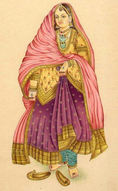 The Lady in Traditional Medieval Mughal Costumes, Art Supplies List, Rajasthani Painting, Mughal Art Paintings, Rajasthani Art, Mughal Paintings, Emoji Art, Indian Painting, Medieval Costume