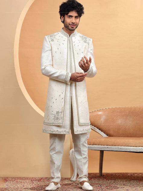 Buy Indian Wedding Indowestern Sherwanisherwanisherwani for Online in India - Etsy Wedding Groom Sherwani, Groom Dress For Wedding, Unique Mens Wedding Suits, Sherwani Jacket, Men Wedding Dress, Wedding Dress Groom, Latest Kurta Designs, Stylish Boy Clothes, Men Sherwani