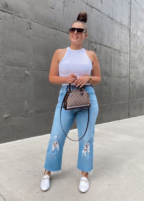 White Tank Top Outfit, Julia Marie, Jeans Outfit For Work, Atlanta Fashion, Outfit Styling, Top Fashion Bloggers, Tank Outfit, Ootd Inspo, Tank Top Outfits