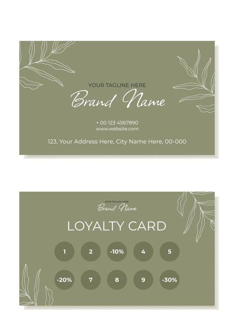 A rustic business and loyalty card template with plants in the outline. Suitable for beauty salons, depilation masters, hair stylists, eyebrow specialists. Vector Business Card Beauty Salon, Business Cards Ideas Design, Gift Card Design Ideas, Loyalty Cards Ideas, Beauty Business Cards Salons, Business Card Beauty, Business Cards Ideas, Nail Salon Business Cards, Loyalty Card Design