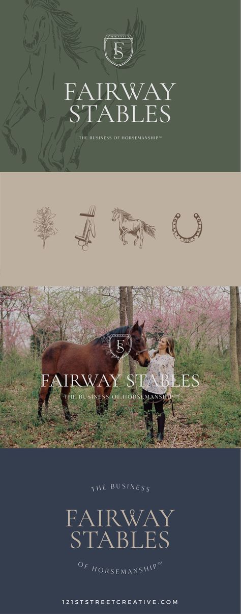 Equestrian Branding - Logo and Horse Illustration for Fairway Stables Equestrian Law Brand - Stable Branding - Tulsa, Oklahoma Branding - HB Designs - Illustrations - Logo Design Equestrian Logo Ideas, Horse Branding Design, Equestrian Logo Design, Horse Farm Logo, Equestrian Branding, Equine Logo Design, Markers Drawing Architecture, Equine Logos, Horse Girl Aesthetic